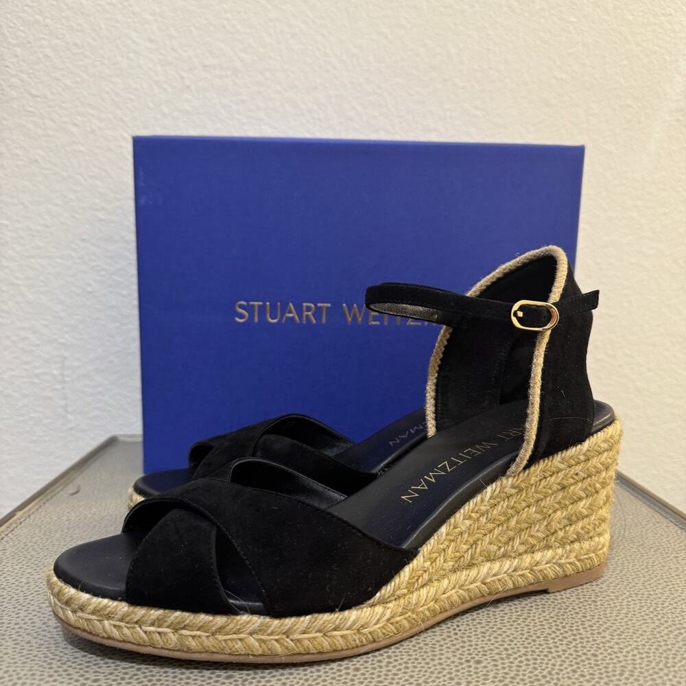 Stuart Weitzman Mirela II Espadrille Wedge Black Size 11 - Picture 10 of 16